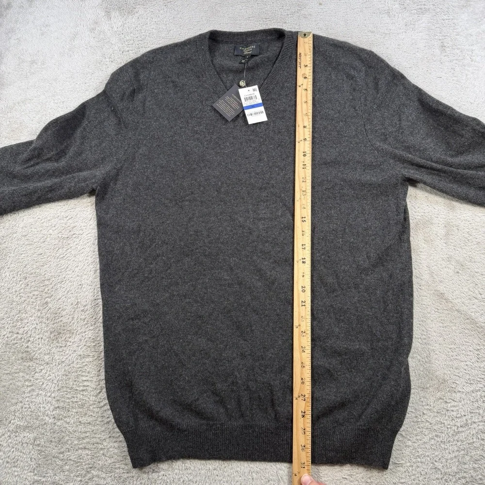 Club Room Sweater Mens XL Dark Grey 100% Cashmere 2 Ply V-Neck Pullover Soft NEW